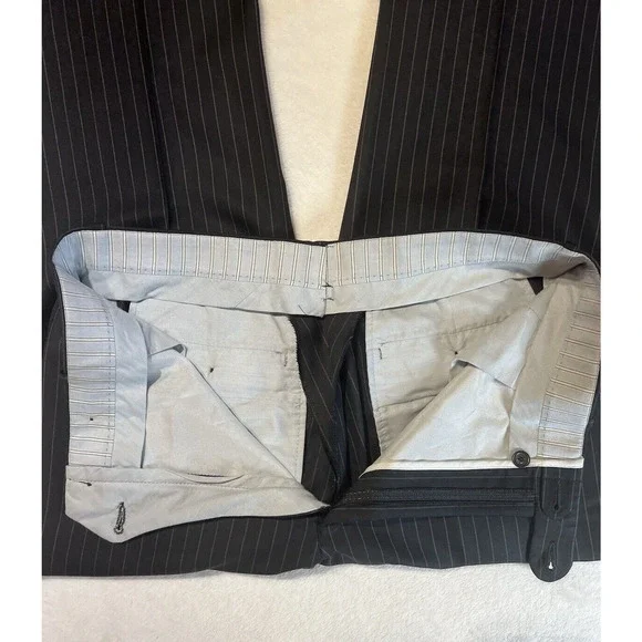 Peter Millar 40R 32W Dark Navy Blue Gray Pinstripe 2 Piece Suit Jacket Pants - Picture 13 of 16
